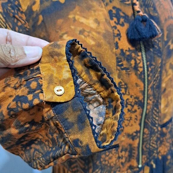 Soft Sorroundings Venetian Batik Patterned Boho Midi Dress Orange Size 4 NWT - Picture 15 of 17